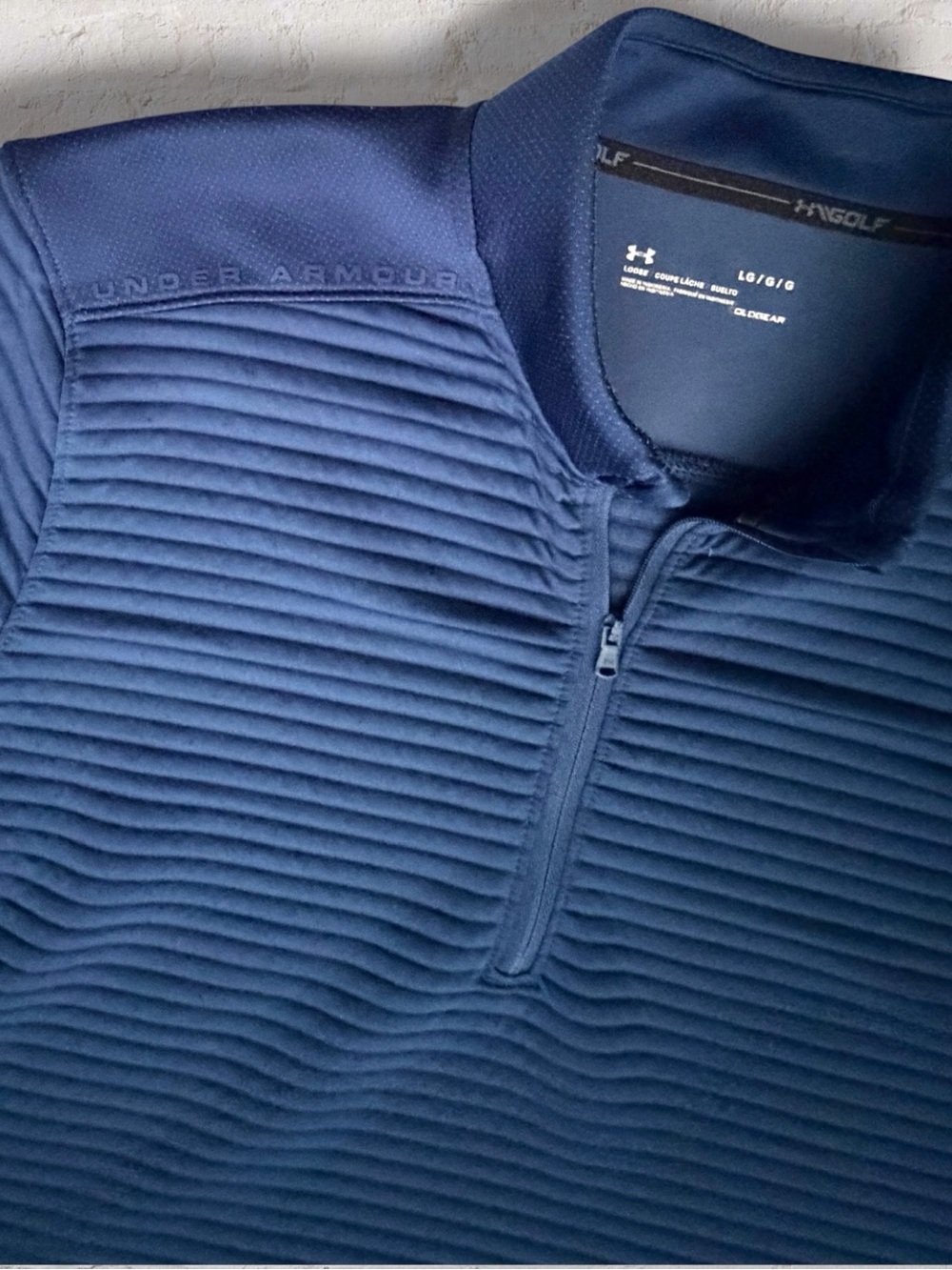 Under Armour Golf ColdGear Ribbed Quarter Zip Pullover Mens L Blue Performance